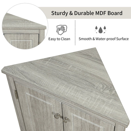 Triangle Bathroom Storage Cabinet With Adjustable Shelves, Freestanding Floor Cabinet For Home Kitchen HouseOfZazla
