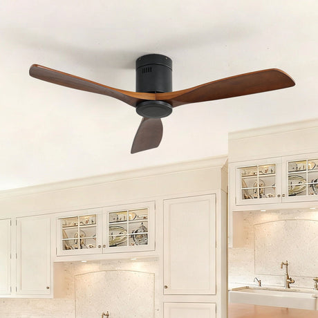 Ceiling Fan With 3 Solid Blades, Remote Controlled Reversible DC Motor - Black HouseOfZazla