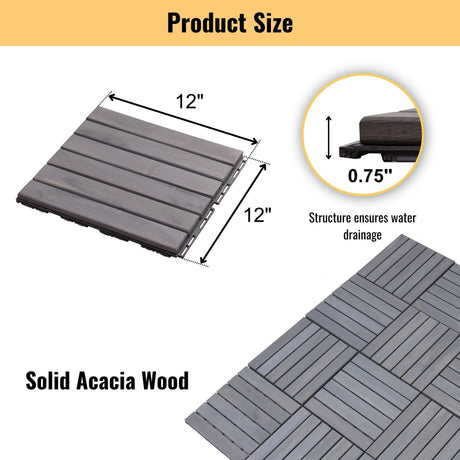 Interlocking Deck Tiles Striped Pattern Waterproof Brown HouseOfZazla