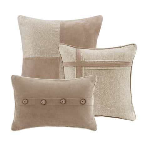 7 Piece Faux Suede Comforter Set Tan King HouseOfZazla