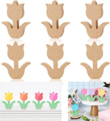 6Pcs Wooden Tulip Cutouts Unfinished Table Wooden Signs Tulip Shaped Craft Tags Slice WoodArtSupply