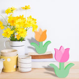 6Pcs Wooden Tulip Cutouts Unfinished Table Wooden Signs Tulip Shaped Craft Tags Slice WoodArtSupply
