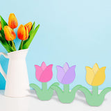 6Pcs Wooden Tulip Cutouts Unfinished Table Wooden Signs Tulip Shaped Craft Tags Slice WoodArtSupply