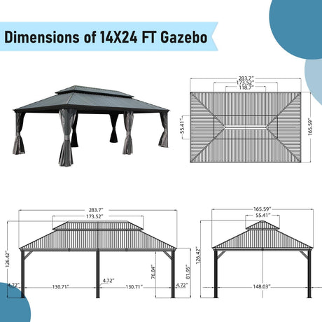 14x24FT Hardtop Gazebo HouseOfZazla