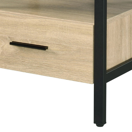Oak Finish Nightstand with 1 Drawer and 1 Shelf HouseOfZazla