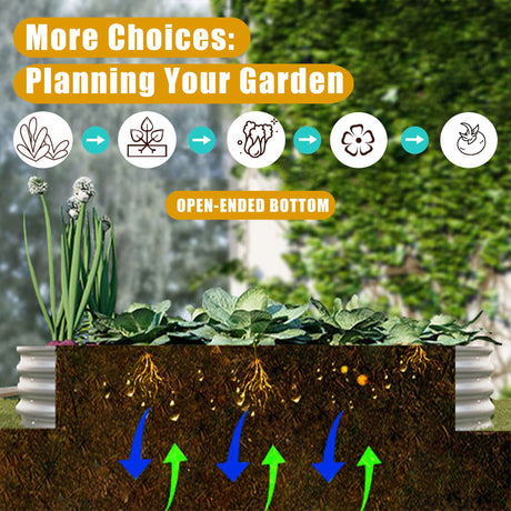 Heavy Duty Galvanized Raised Garden Bed Kit For Vegetables, Flowers & Herbs HouseOfZazla