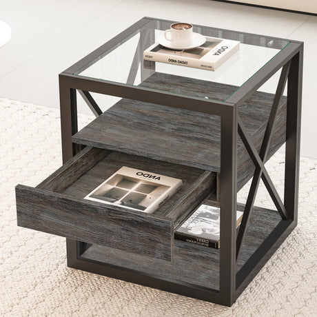 Set of 2 Modern End Tables with Drawer - Nightstands HouseOfZazla