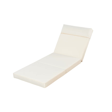 Outdoor Reclining Chair Cushion with Headrest in Beige HouseOfZazla