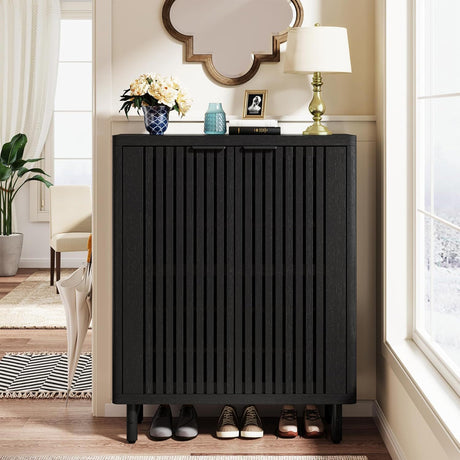 6 Tier Shoe Cabinet With Louvered Doors HouseOfZazla