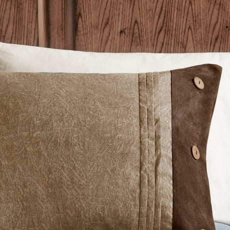 7 Piece Faux Suede Comforter Set Brown King HouseOfZazla
