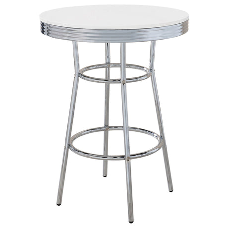 Midge - 3 Piece Round 1950S Bistro Pub Bar Table Set With Upholstery - White HouseOfZazla