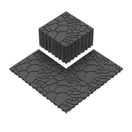 Stone Texture 12" Patio Deck Tiles - 44pcs HouseOfZazla