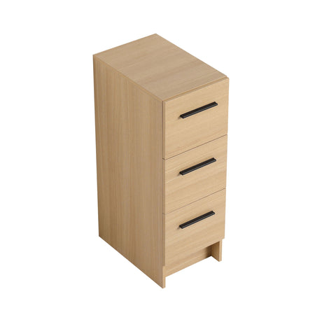 Slim Freestanding Bathroom Storage Cabinet, 3 Drawers - Light Oak HouseOfZazla