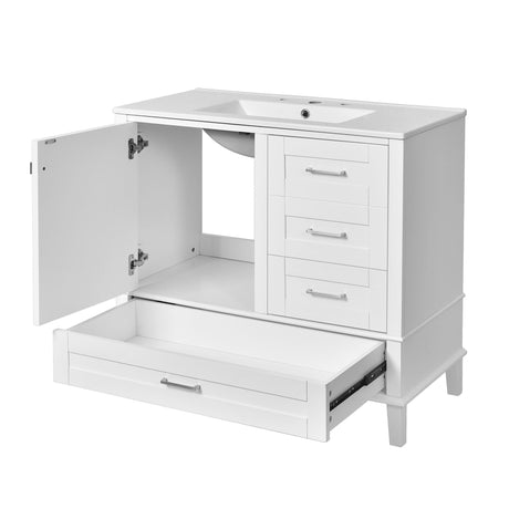 Bathroom Vanity, Modern Bathroom Cabinet With Sink Combo Set, Bathroom Storage Cabinet With A Soft Closing Door And 3 Drawers, Solid Wood Frame HouseOfZazla