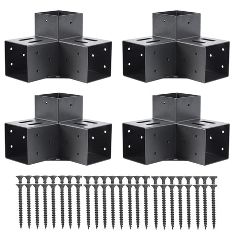 AXWHYS 4x4 Pergola Brackets(Actual:3.5"x3.5") 3 Way Right Angle Corner Bracket, DIY Pergola Kit with Black Powder Coated Support Gazebos, Patio Pergolas Log Cabin Outdoor Pergola Hardware AXWHYS