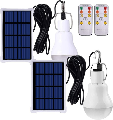 Chicken Coop Light with Timer, Dusk to Dawn Rechargeable Solar Light Bulbs for Indoor Home, Outdoor Camping Lamps for Tent, LED Solar Lights for Shed Night, Emergency Power Outage, Outside Lampelc