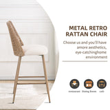 JALOURT Rattan Bar Stools Set of 2, 26 Inches Height Wicker Bar,PE Rattan Stools with Metal Legs,Wicker Bar Stools Set of 2 JALOURT