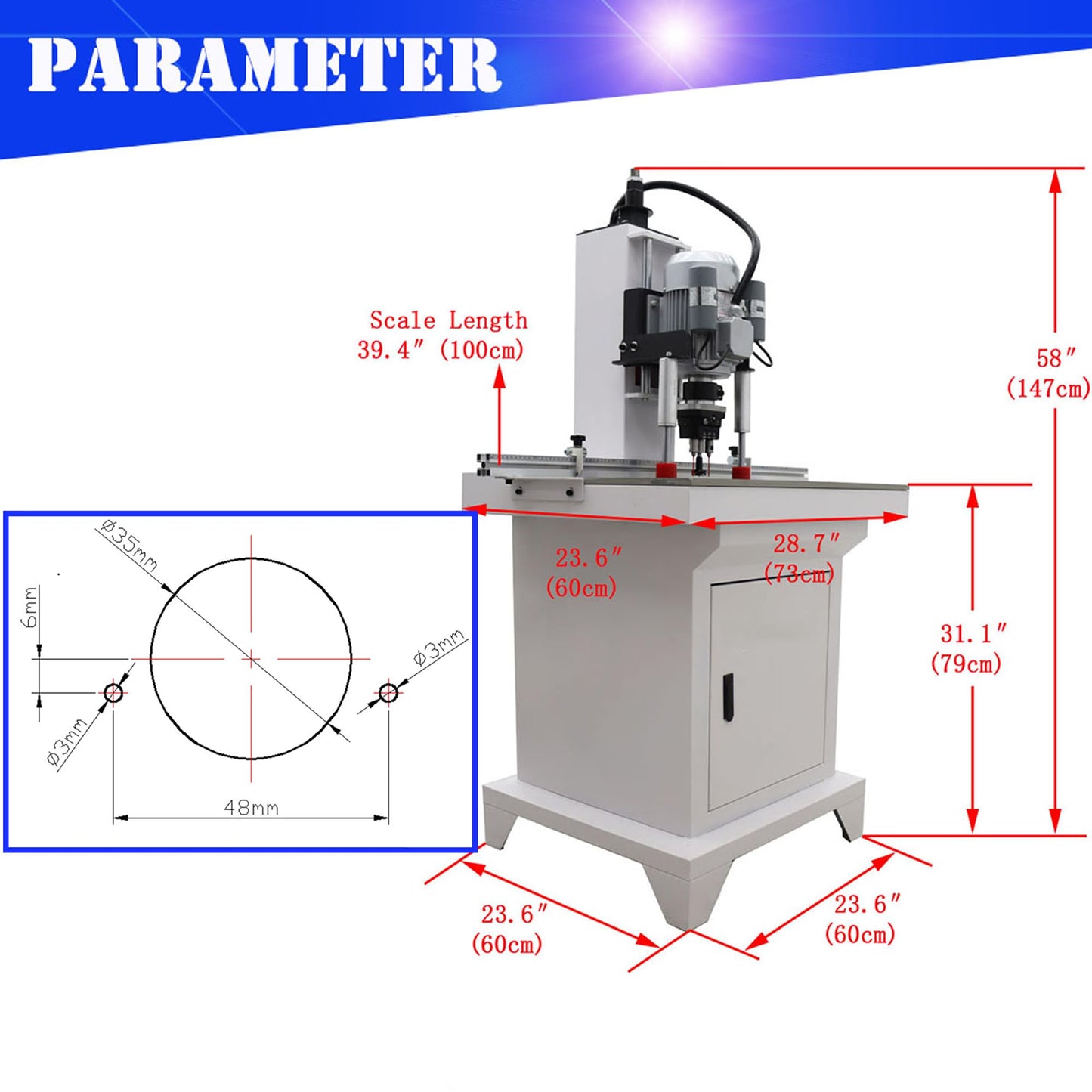 HQHAOTWU Pneumatic Hinge Boring Insertion Machine Single Head Hinge Boring Drill Press Machine Woodworking Hinge Drilling Processing Machine Adjustable Punching Depth 48-6 Combined Drill - WoodArtSupply