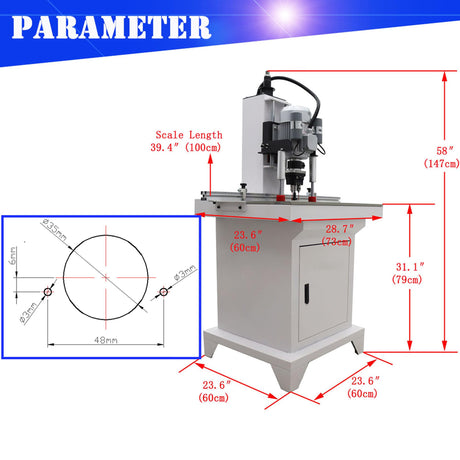 HQHAOTWU Pneumatic Hinge Boring Insertion Machine Single Head Hinge Boring Drill Press Machine Woodworking Hinge Drilling Processing Machine Adjustable Punching Depth 48-6 Combined Drill HQHAOTWU