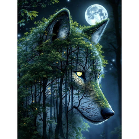 Yezavesu Wolf Diamond Art Kits for Adults, Wolf Forest 5D Diamond Painting Kit for Beginners, DIY Round Full Drill Painting with Gem Art Craft Kits for Home Wall Decor 12x 16 Inch Yezavesu