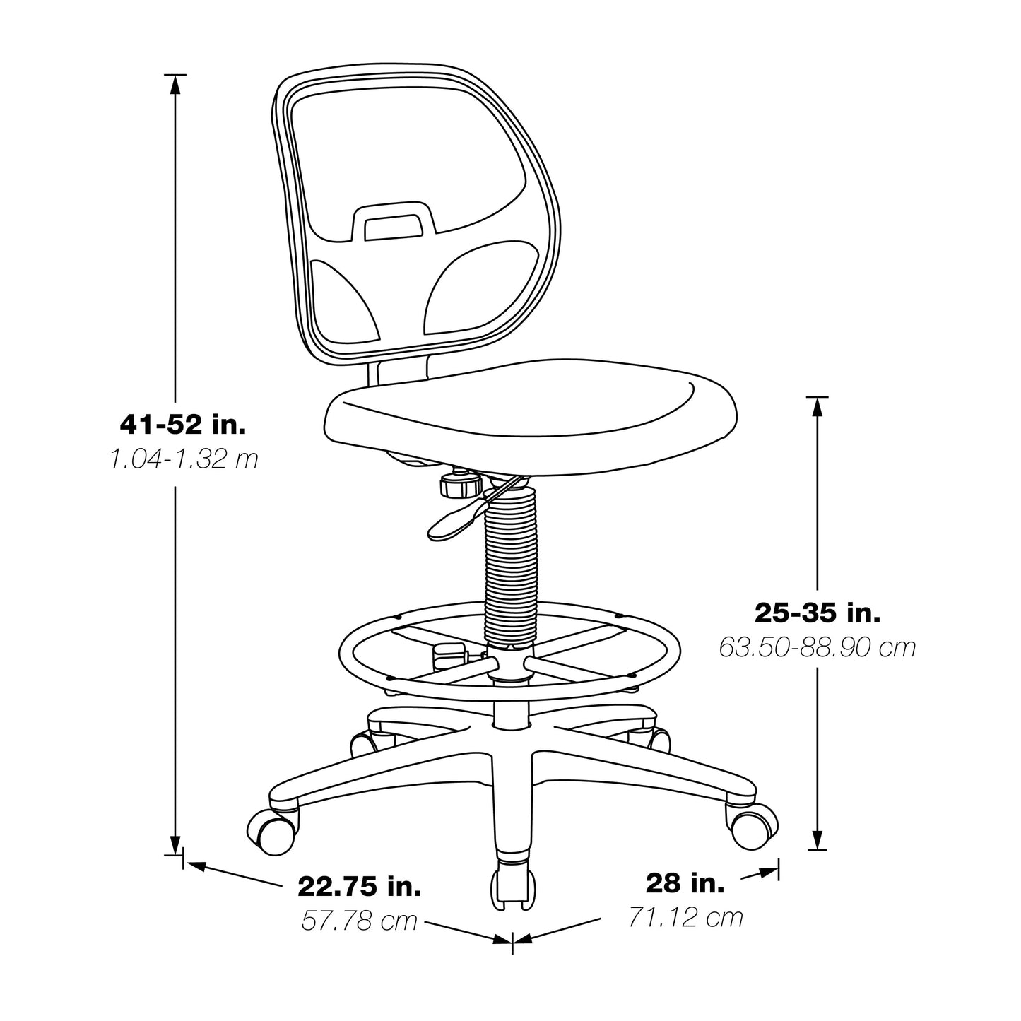 Office Star DC Series Deluxe Breathable Mesh Back Ergonomic Drafting Chair with Lumbar Support and Adjustable Footring, Black Fabric - WoodArtSupply