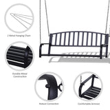 Outsunny 2 Person Front Porch Swing Patio Swing Bench, Outdoor Steel Swing Chair with Sturdy Chains, for Backyard, Deck, 528 lb Weight Capacity, Black Outsunny