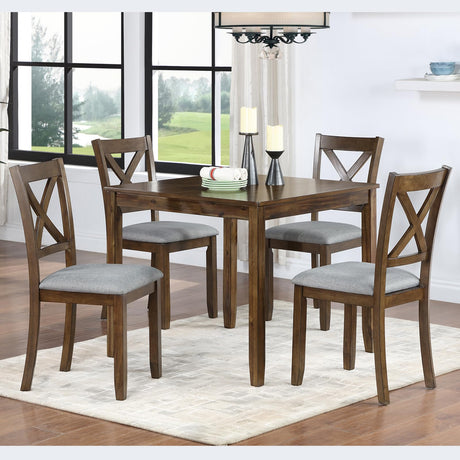 Harper & Bright Designs 5-Piece Modern Dining Set,Square Solid Wood Table & 4 Upholstered Seating Chairs, Compact Kitchen Dinette Set, Space-Saving Design,Walnut Harper & Bright Designs