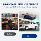 4x8 Overhead Garage Storage Rack with 4 Extra Hooks – Adjustable Heavy-Duty Garage Ceiling Storage Racks (22"-40"), Holds 600 lbs, 22 lbs per Hook, Steel Hanging Organizer for Tools, Bins & Bikes Keelian