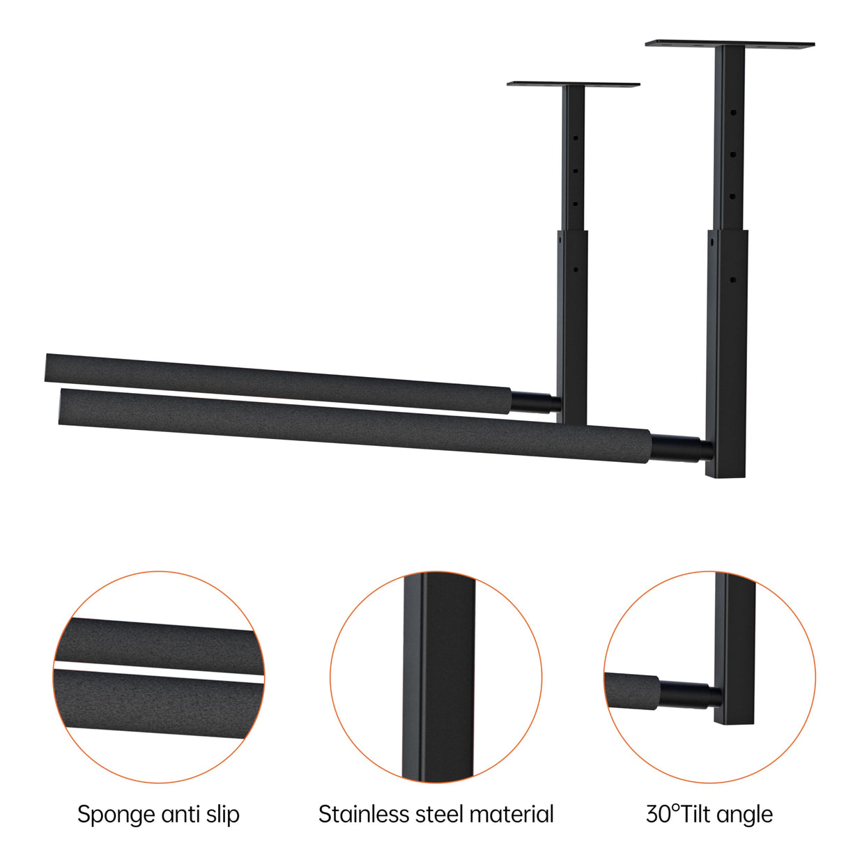 TRUSOON Adjustable Ladder Ceiling Rack, Kayak Overhead Garage Storage Rack, Garage Ceiling Storage for Kayak, Ladder, Surfboard, Snowboar Overhead Hanger, Holds 150 lbs, Black TRUSOON