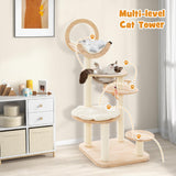 Tangkula Solid Wood Cat Tree, 4-in-1 Building Block Large Cat Tower with Space Capsule Nest, Sisal Scratching Posts, Padded Platform, Hanging Toy, Cat Tree Tower with 4 Transformations for Indoor Cats Tangkula