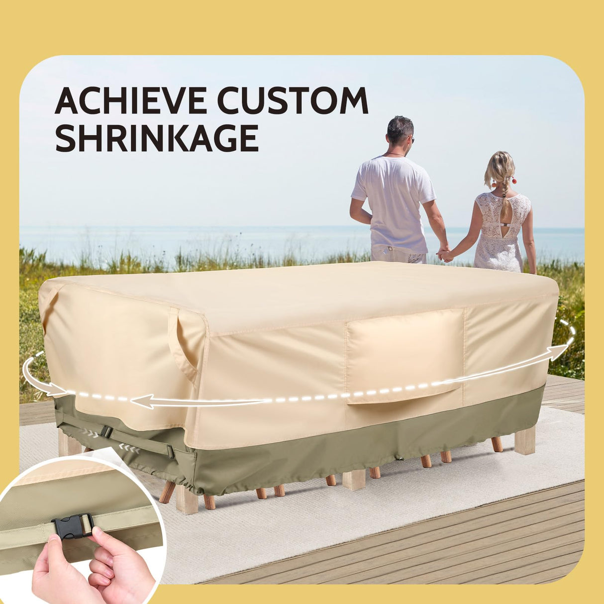 COSFLY Waterproof Patio Furniture Set Covers Durable, Outdoor Table and Chair Covers Rectangular Large - Fits up to 108L x 82W x 28H inches COSFLY