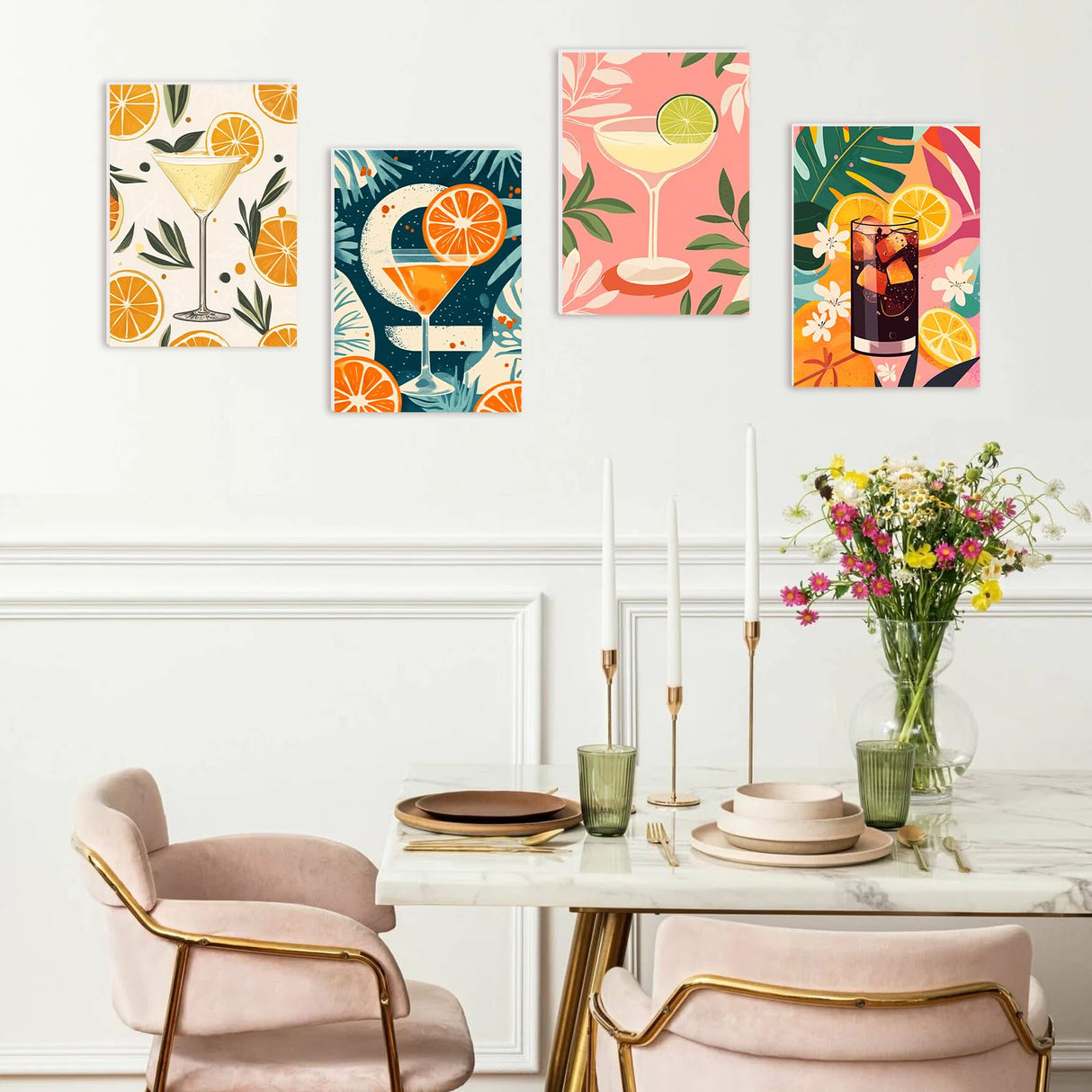 RICUVED Paint by Number for Adults Framed Canvas, 4 Pack Paint by Number Kits Arts and Crafts for Adults Beginner, Easy DIY Summer Drink Acrylic Painting Number Kits for Home Wall Decor(7.8X11.8inch) RICUVED