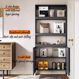 Book Shelf, Behind the Door Bookshelf with Shelves 5 Shelf Bookcase with Doors, Hidden Storage Behind Door with Baffle for Living Room Bedroom Children's Room White 31.5''*4.7''*70.9''(four-door) LINLIUA