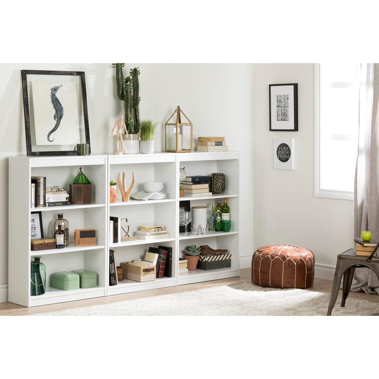 South Shore Axess 3-Shelf Bookcase, Pure White South Shore