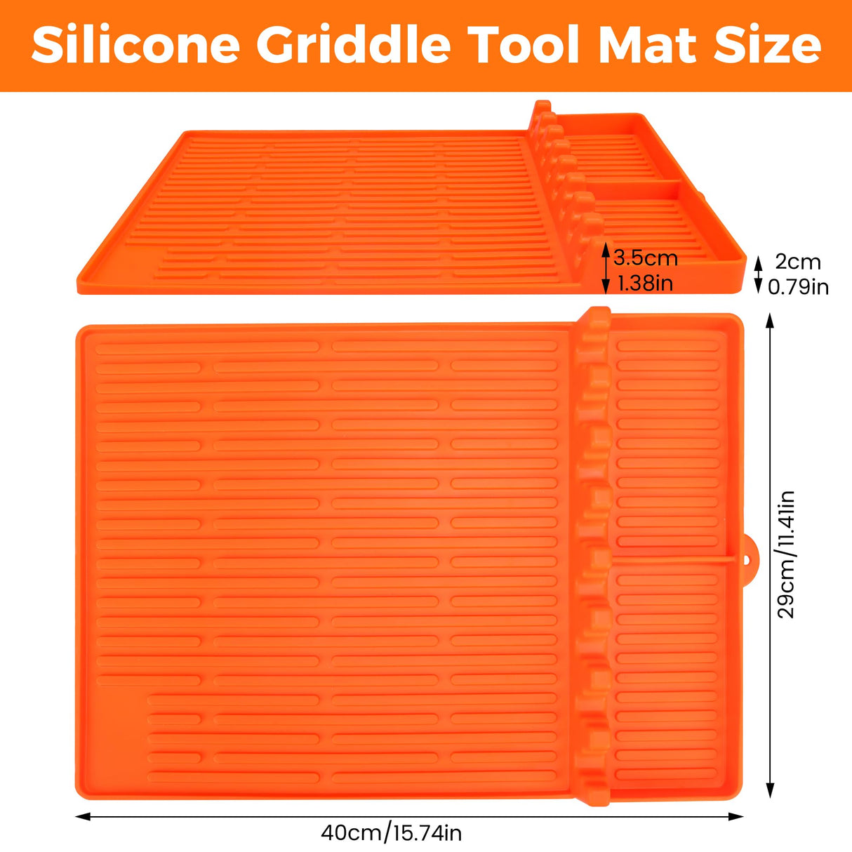 Silicone Grill Mat Compatible with Blackstone - Heat Resistant Silicone Grill Tools Mat with Drip Pad - Blackstone Griddle Accessories for Kitchen, Cooking, Countertop Silicone Spatula Mat (Orange) WoodArtSupply
