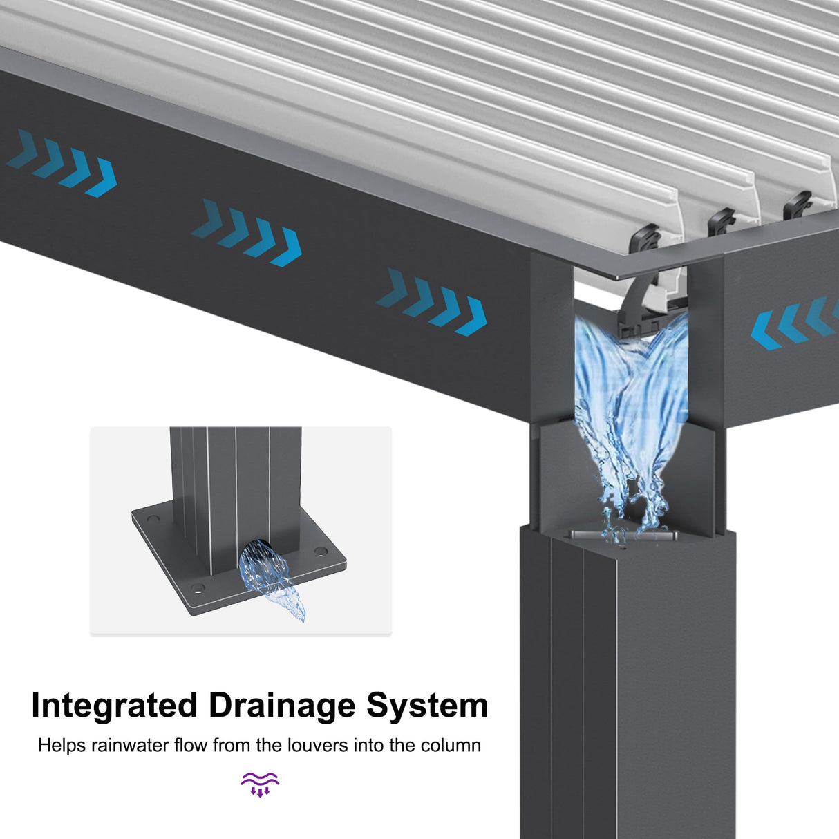 PURPLE LEAF Louvered Pergola 10' x 12' Patio Aluminum Pergola with White Adjustable Rainproof Roof Grey Frame Hardtop Gazebo for Outside Deck Backyard PURPLE LEAF