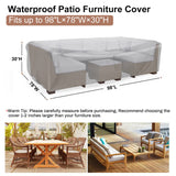 Patio Furniture Set Cover Waterproof, Mrrihand Outdoor Sectional Sofa Set Cover Heavy Duty 600D Table and Chair Set Cover 98" L× 78" W× 30" H Mrrihand