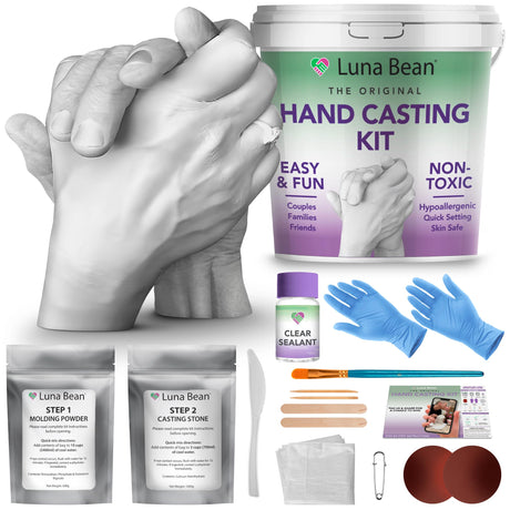 Luna Bean Hand Casting Kit – The Original Hand Mold Kit for Couples – Birthday Gifts, Bridal Shower, Wedding, Engagement Gifts for Her Him Anniversary for Men Women Wife Husband Boyfriend Girlfriend Luna Bean