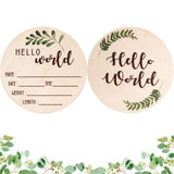 Baby Announcement Sign for Newborn - Beautiful Double-Sided Hello World Name Sign for Hospital Birth Announcement, The Perfect Round Wooden Welcome Giftacity