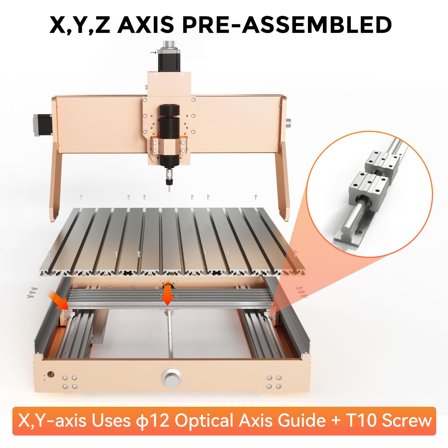 LUNYEE 4040 Turbo CNC Router Machine, 500W All-Metal Upgraded Linear Rail 3-Axis Engraving Milling Cutting Machine GRBL Control for Wood Metal Acrylic, 400 x 400 x 110mm (15.7''x15.7''x4.3'') - WoodArtSupply