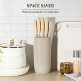 Knife Set, Astercook 6 Piece Khaki Kitchen Knife Set, Non-stick Stainless Steel Knife Block Set, Anti-Rust Dishwasher Safe Knife Set with Block Astercook