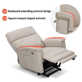 MCombo Power Lift Recliner Chair with Massage and Dual Heating, Adjustable Headrest, Extended Footrest for Elderly People, Fabric R7605 (Beige) MCombo