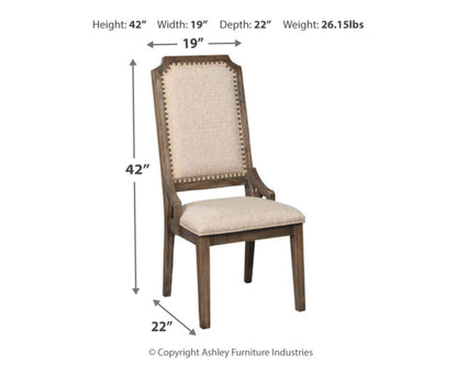 Signature Design by Ashley Wyndahl Rustic Modern Upholstered Dining Chair, 2 Count, Distressed Brown