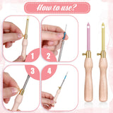 cobee 10 Pcs Punch Needle Kit, Adjustable 7 Size Punch Needle Tool Wooden Handles, Easy Stitch Embroidery Needle Sets Stitching Kit for Adult Beginners Flossing Cross Stitch DIY Craft cobee