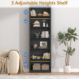 Thacuok 75" Tall Bookshelf & Bookcase, 6-Tier Adjustable Storage Shelves, Book Shelf with Anti-Tipping Device, Modern Display Rack for Living Room, Bedroom, Office Thacuok