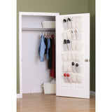 Household Essentials Over The Door 24 Packet Shoe Storage Organizer, Natural Canvas Household Essentials