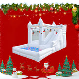 12 FT Oxford White Inflatable Bounce House, Bounce House With Ball Pit, Bounce House With Slide, Indoor And Outdoor Large Inflatable Castles Bounce House for Kids 3-12 Holiday Decoration Wedding Party JIO JIO PLAY
