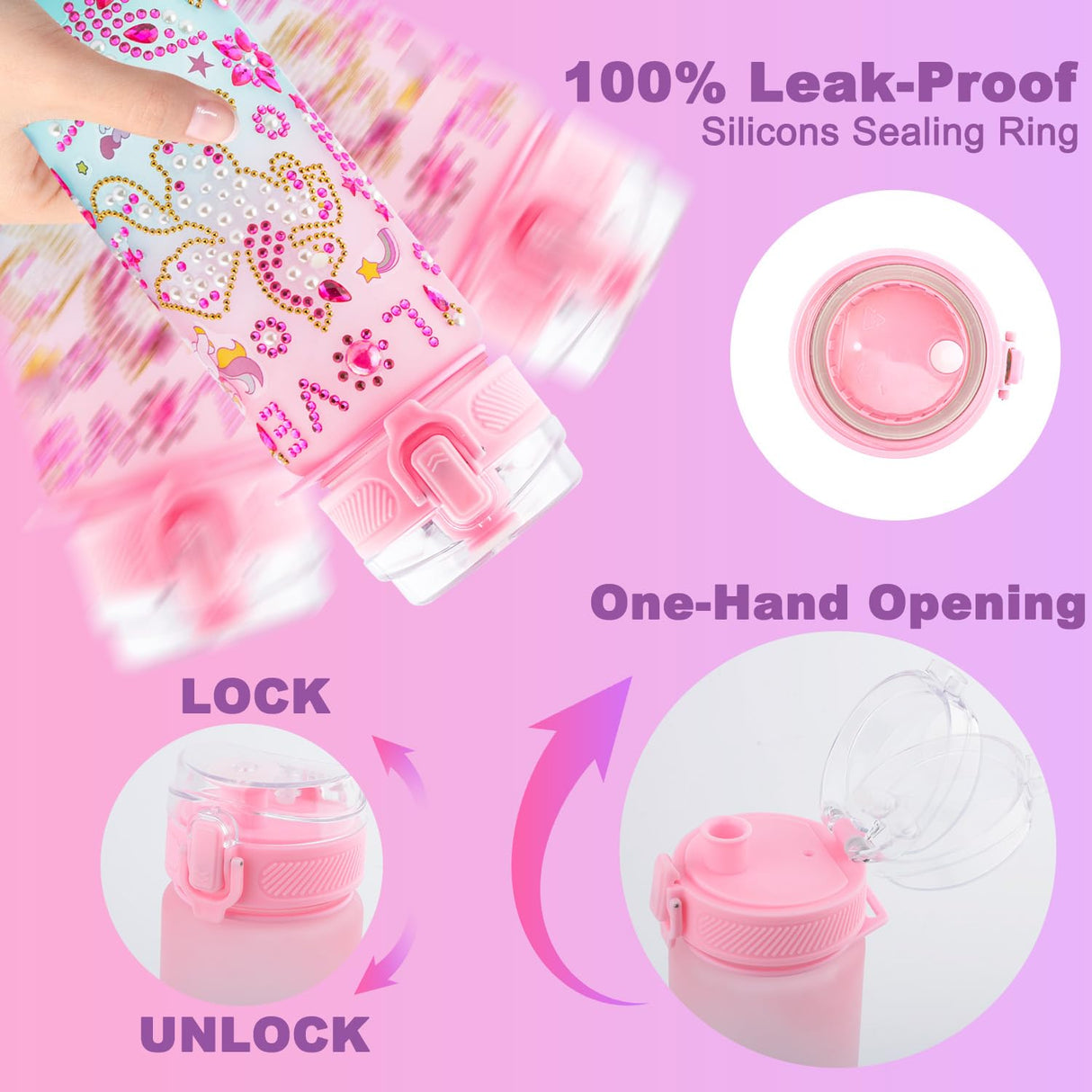 TOUPONS Decorate Your Own Water Bottle Kits Gifts for Girls Ages 4-6-8, DIY Mermaid Unicorn Water Bottle, Fun Kids Arts & Crafts Sticker Toys - 4 5 6 7 8 Year Old Girls Birthday Easter Gifts, 2-Pack TOUPONS