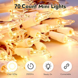 Dirnun Christmas Lights Clear White 70 Count Incandescent Light UL Certified Connectable Christmas Tree Lights with White Wires for Indoor Outdoor Xmas, Wedding, Holiday, Party, Home Decorations Dirnun