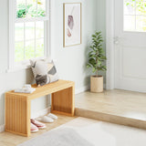 APRTAT Bamboo Dining Bench Indoor Long Bench Entryway Shoe Rack Bench,Outdoor Modern Wood Benches 35 Inch Bamboo Bench for Living Room Hallway Bedroom Bathroom Nature Long APRTAT